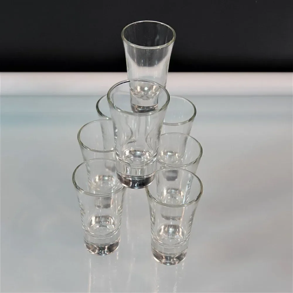 Tequila Shooter 8 Shot Glasses Clear Glass Thick